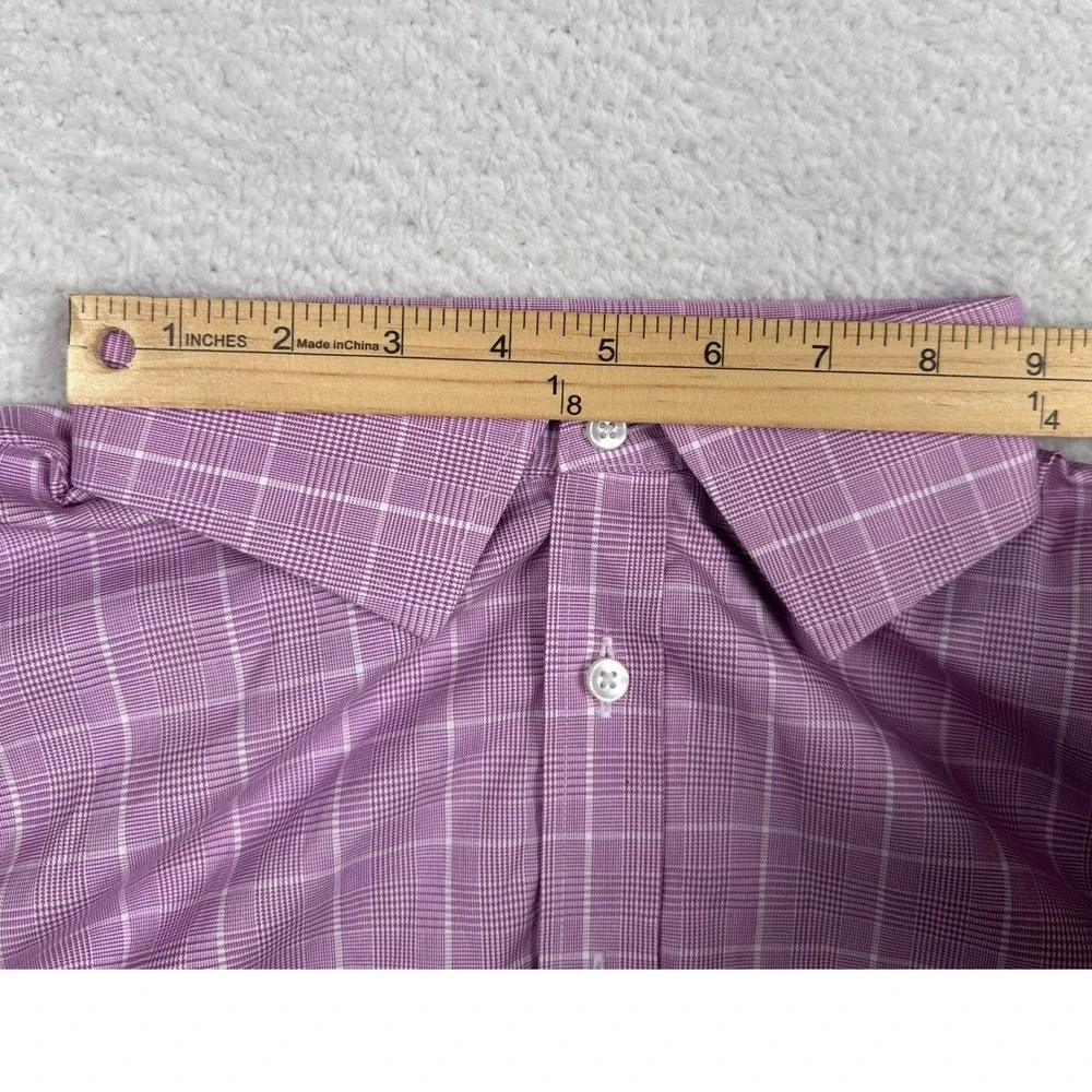 Liberty Shirt Co Thomas Mason Bespoke Purple Plaid Dress Shirt‎ Men's Size 3XL